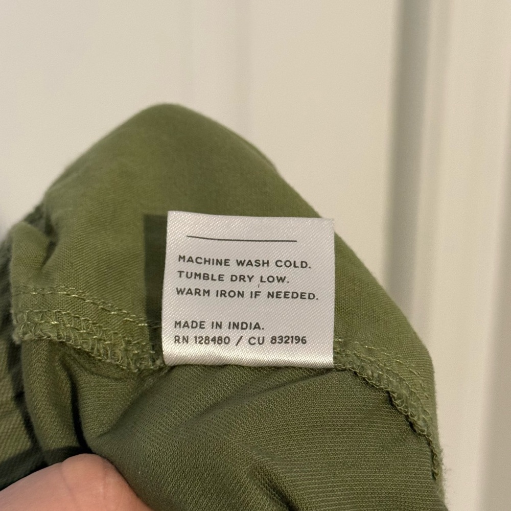 Pact Daily Twill Cropped Pants Medium Organic Cotton Stretch Olive Green Pull On - Picture 8 of 8